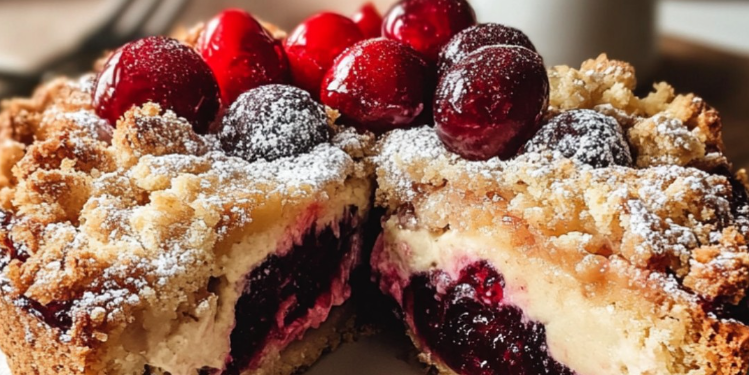 Feuerwehrkuchen mit Kirschen und Sahne