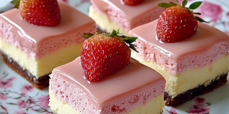 Käsekuchen mit weißer Schokolade und Erdbeermoussee– Cremig & Fruchtig!