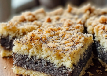 Saftiger Mohnkuchen mit Streusel vom Blech