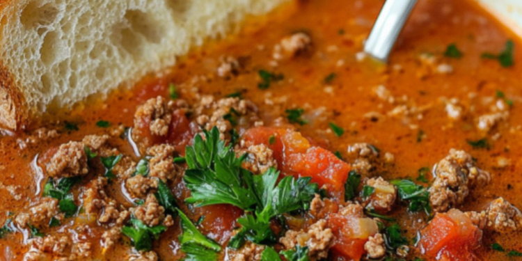 Ajvar-Suppe mit Hackfleisch – Würziger Genuss in 20 Minuten!