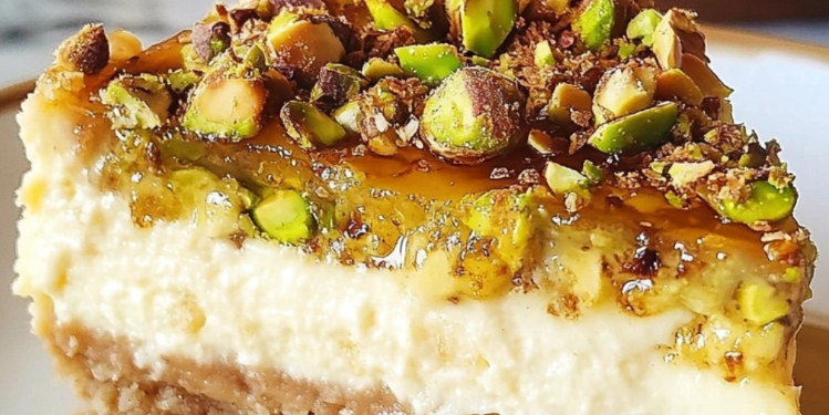 Pistazien-Baklava-Cheesecake – Eine himmlische Fusion aus zwei süßen Klassikern!
