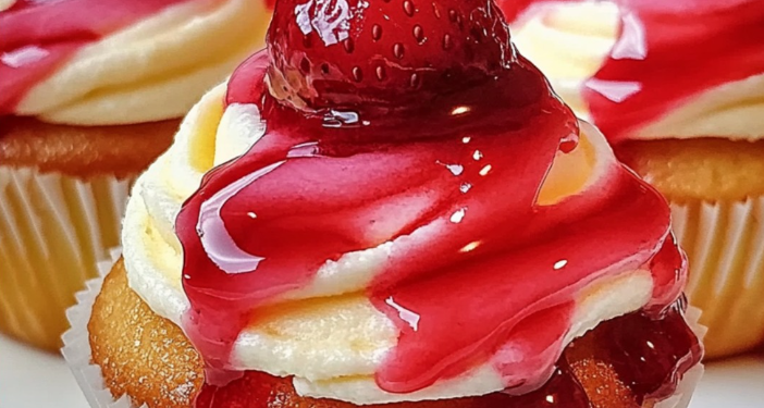 Erdbeer-Käsekuchen-Cupcakes – Fruchtig und cremig!
