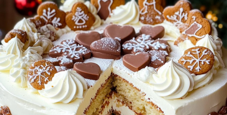 Weihnachtstorte mit Äpfeln und Schokolade