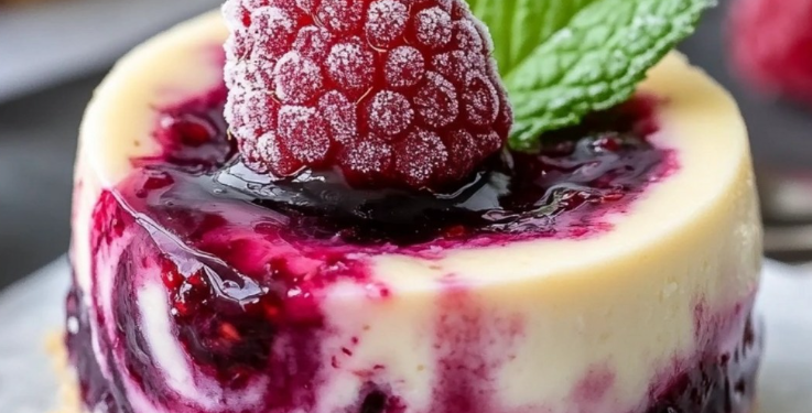 Zitronen-Beeren-Swirl Mini-Käsekuchen