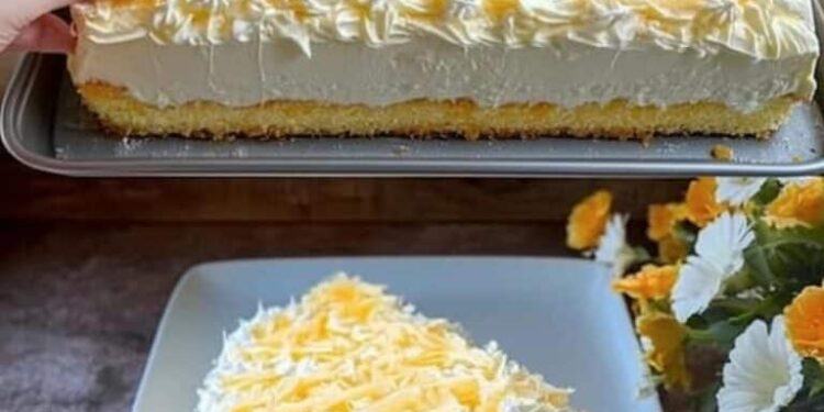 Fantakuchen mit Paradiescreme und 2 Dosen Mandarinen