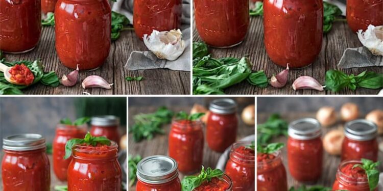 Hausgemachte Tomatensoße mit Basilikum