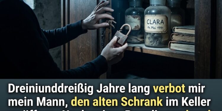 Dreiunddreißig Jahre lang verbot mir mein Mann, den alten Schrank im Keller zu öffnen. Nach seiner Beerdigung brach ich das Schloss auf – und als die Polizei den Inhalt sah, räumte sie sofort das ganze Haus…